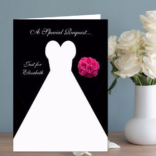 Black Matron of Honor Card -- Bridal Gown
