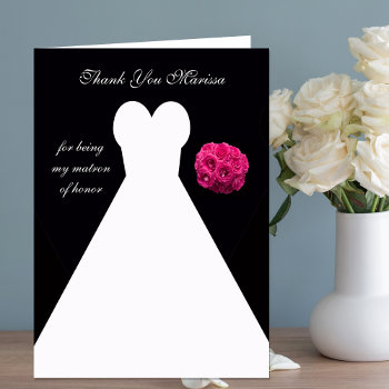 Black Matron Of Honor Thank You Card — Gown by KathyHenis at Zazzle