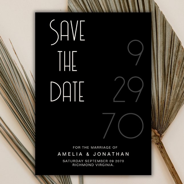 Black Matte Simple Minimal Wedding Save The Date (Creator Uploaded)
