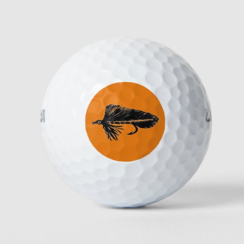 Black Matuka streamer fly fishing fly tying art Golf Balls