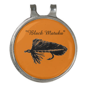 Black Matuka streamer, fly fishing, fly tying art Golf Hat Clip