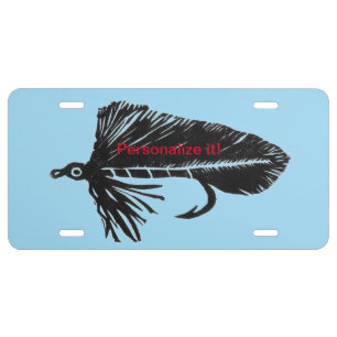 Black Matuka streamer, fly fishing, fly tying art License Plate