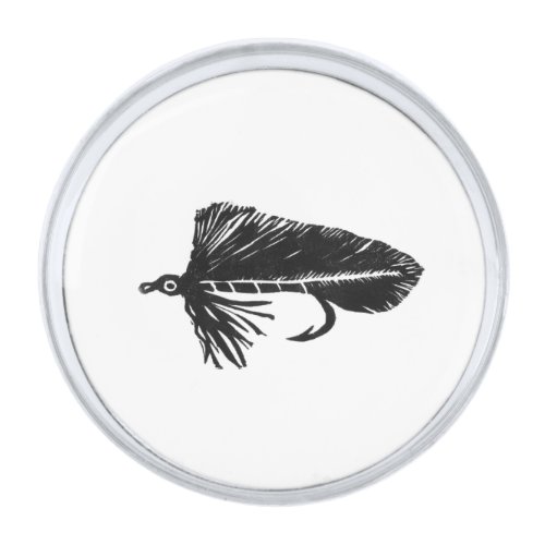 Black Matuka streamer fly fishing fly tying art Silver Finish Lapel Pin