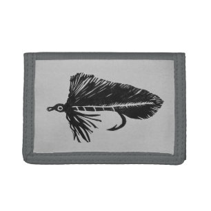 Black Matuka streamer fly fishing, fly tying art Tri-fold Wallet