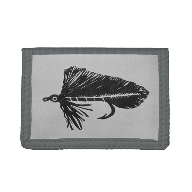 Black Matuka streamer fly fishing, fly tying art Trifold Wallet (Front)