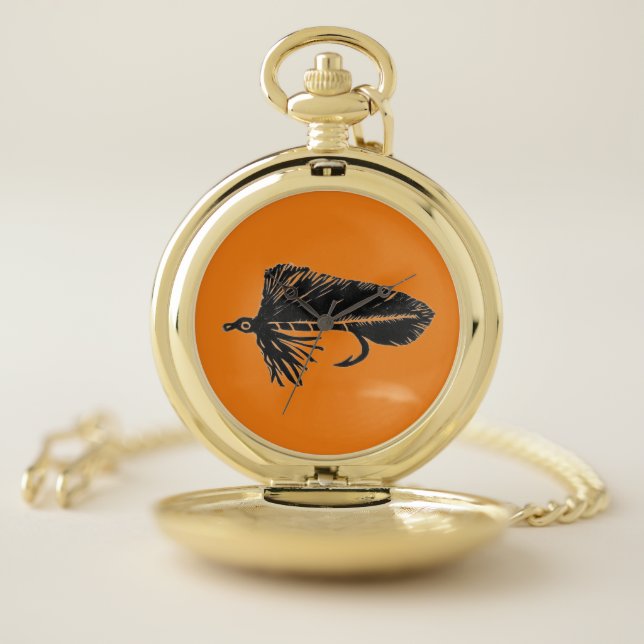 Black matuka streamer, fly tying and fishing pocket watch (Inside)