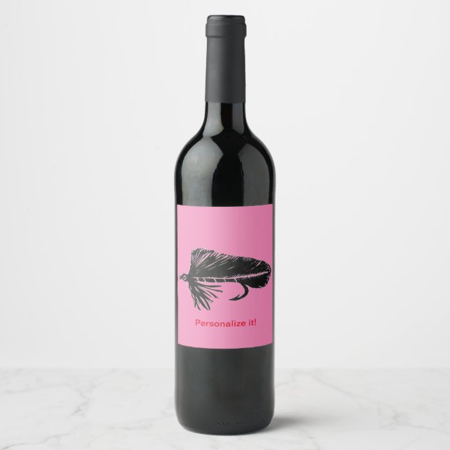 Black Matuka streamer, fly tying, fly fishing art Wine Label (Front)