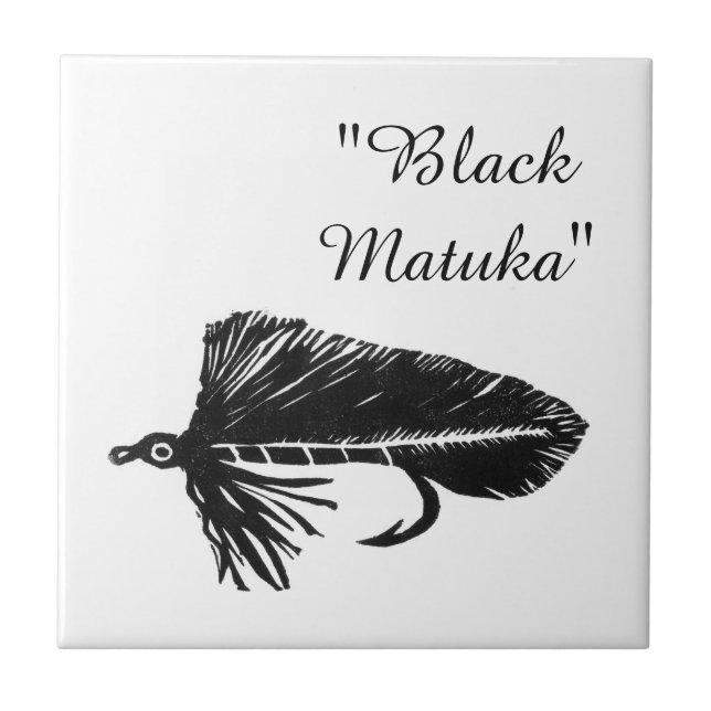"Black Matuka" streamer trout fly tile. Ceramic Tile (Front)