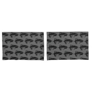 Black Matuka Trout Fly fly fishing streamer Pillow Case