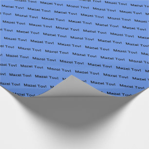 Black Mazel Tov! (Congratulations)/Cornflower Blue Wrapping Paper