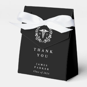Black MD Doctor+Caduceus Graduation Favor Boxes