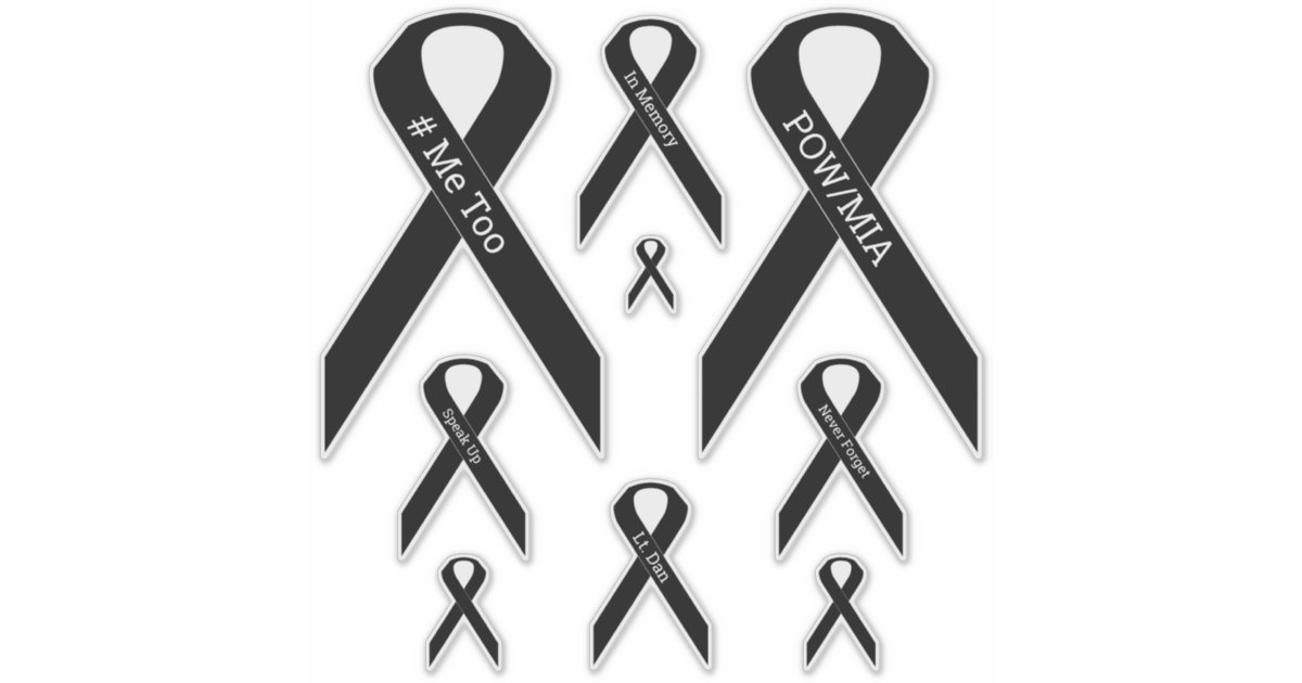 [Black] #ME TOO, POW/MIA Awareness Ribbon Vinyl Sticker | Zazzle