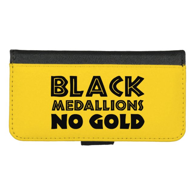 BLACK MEDALLIONS NO GOLD iPhone WALLET CASE (Front (Horizontal))
