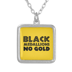 BLACK MEDALLIONS NO GOLD SILVER PLATED NECKLACE