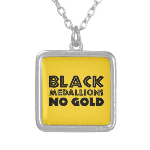 BLACK MEDALLIONS NO GOLD SILVER PLATED NECKLACE
