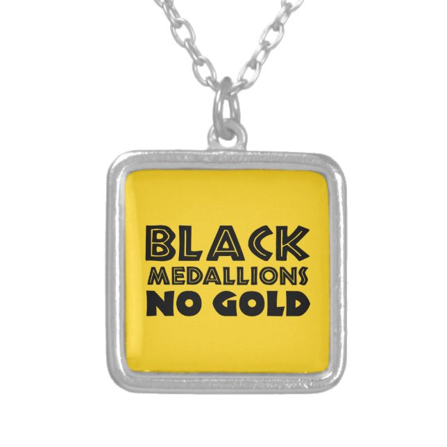 BLACK MEDALLIONS NO GOLD SILVER PLATED NECKLACE (Front)