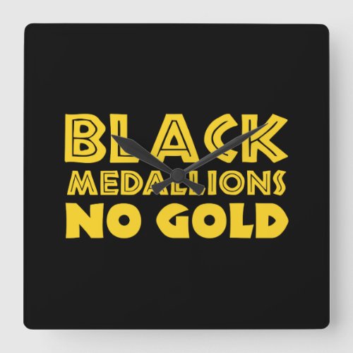 BLACK MEDALLIONS NO GOLD SQUARE WALL CLOCK