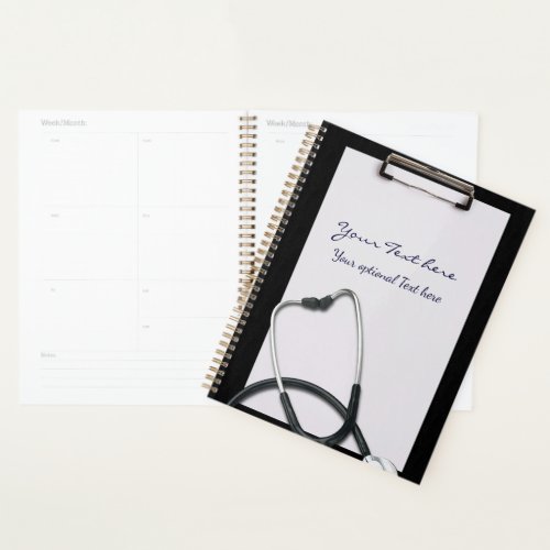 Black Medical Clipboard with Stethoscope Planner