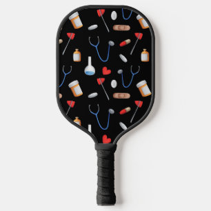 Black Medical Pattern Pickleball Paddle