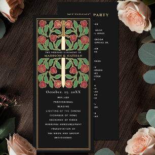 Black Medieval Gold Floral Sword Royal Wedding Program
