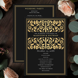 Black Medieval Gold Sword Royal Wedding Program