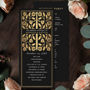 Black Medieval Gold Sword Royal Wedding Program