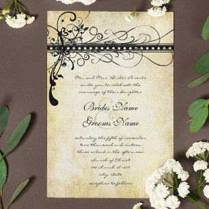 Black Medieval Renaissance Swirls Invitation