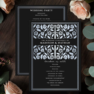 Black Medieval Silver Sword Royal Wedding Program