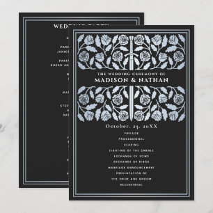 Black Medieval Silver Sword Royal Wedding Program