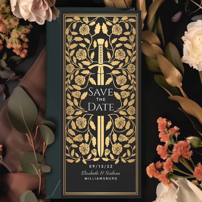Black Medieval Sword Save the Date Invitation (Creator Uploaded)