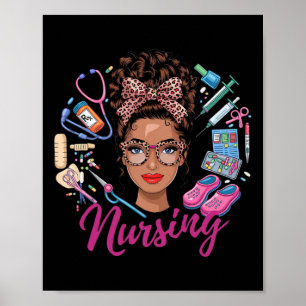 Black Melanin Nurse Black History Month Afro Hair Poster