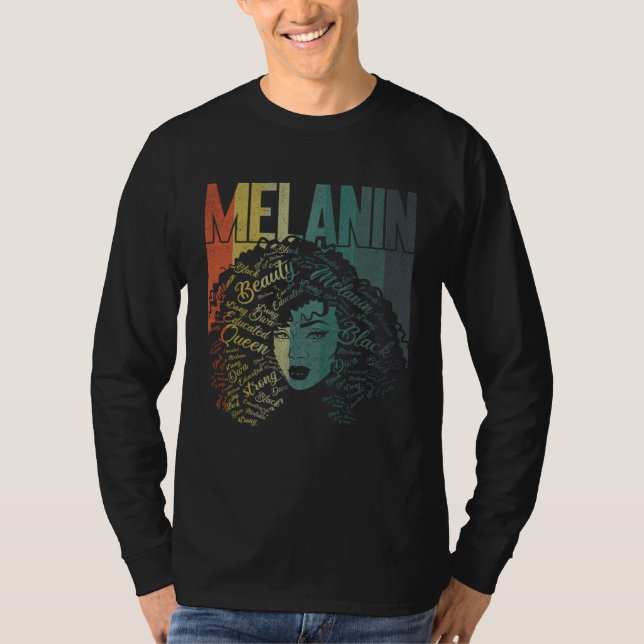 Black Melanin Queen Apparel African American Afro  T-Shirt (Front)