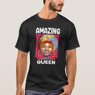 Black Melanin Queen Colorful Afro Africa South T-Shirt