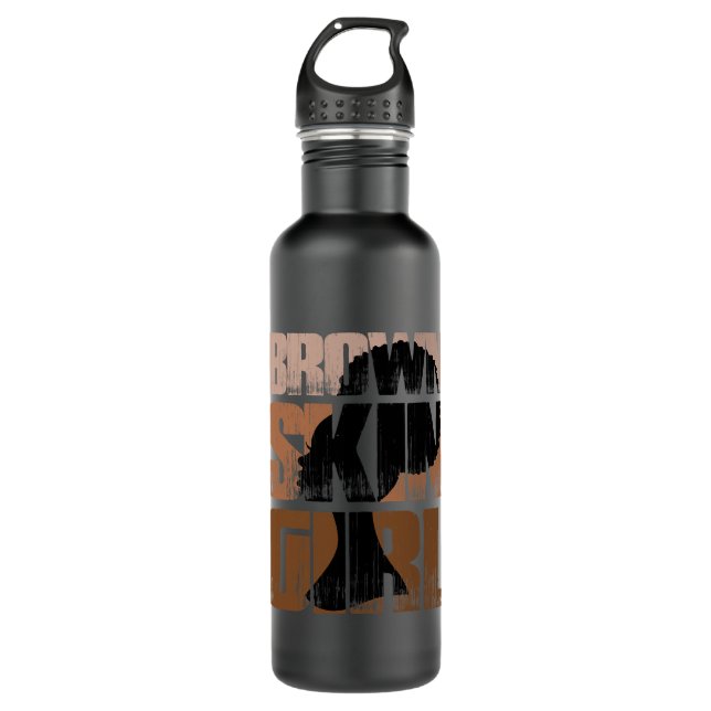 Black Melanin Queen Magic Brown Skin Girl Juneteen Stainless Steel Water Bottle (Front)