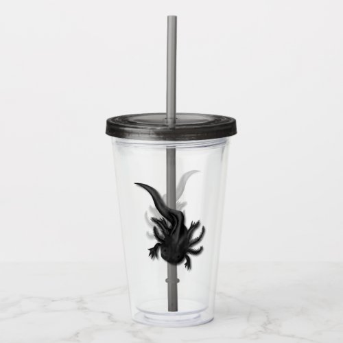 Black Melanoid Axolotl Art Acrylic Tumbler