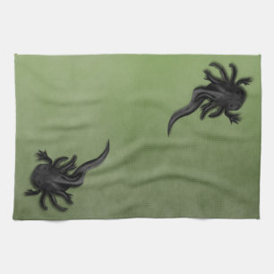 Black Melanoid Axolotl Art Kitchen Towel