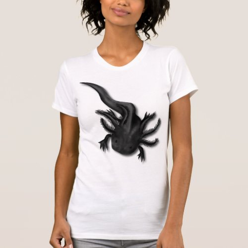 Black Melanoid Axolotl Art T_Shirt