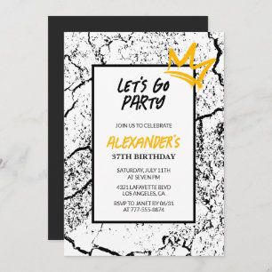 Black Men 37th birthday invitation Grunge