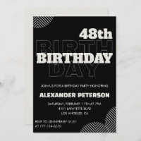 Black Men 48th birthday Party invitations  