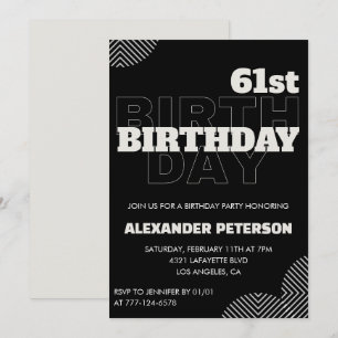 Black Men 61st birthday Party invitations  