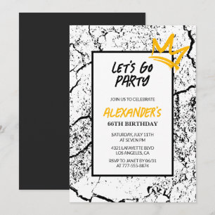 Black Men 66th birthday invitation Grunge