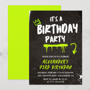 Black Men 73rd birthday invitations Graffiti Paint