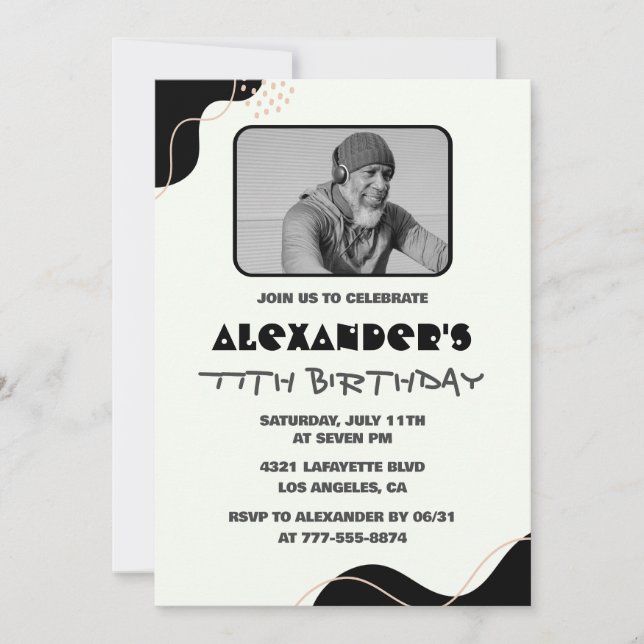 Black Men 77th birthday invitations  (Front)