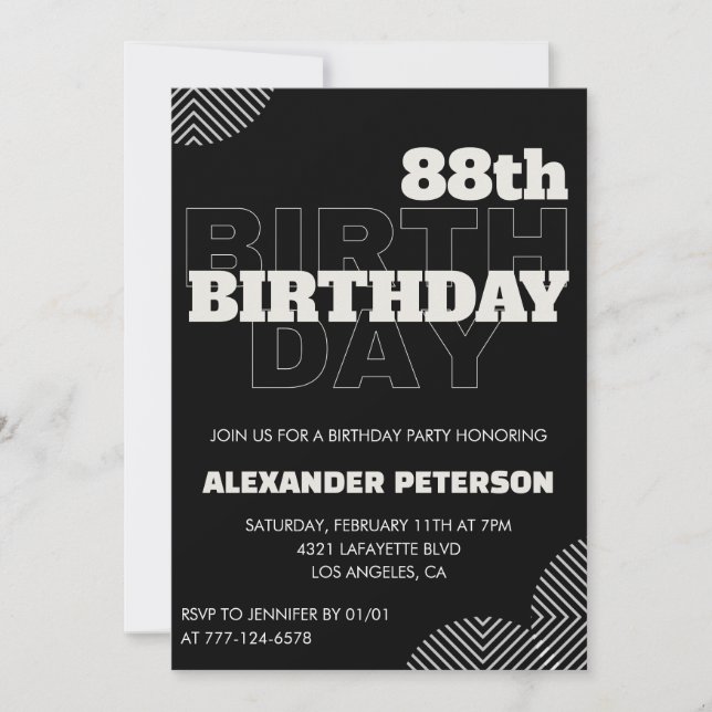 Black Men 88th birthday Party invitations (Front)