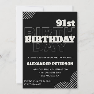 Black Men 91st birthday Party invitations
