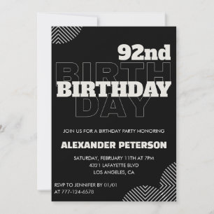 Black Men 92nd birthday Party invitations