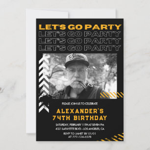 Black Men Let's go party 74th birthday Invitation