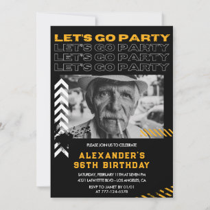 Black Men Let's go party 96th birthday Invitation