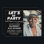 Black Men Photo LET'S GO PARTY 84th birthday  Invitation<br><div class="desc">Black 86th birthday invitations Men Photo LET'S GO PARTY</div>