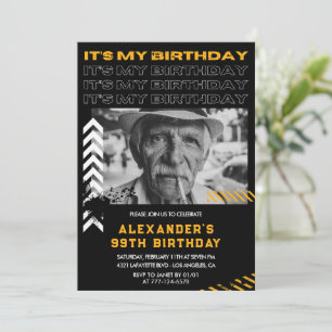 Black Men Photo Spray paint 99th birthday Invitation